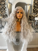 Platinum Blonde Lace Front Wig Transparent Lace 180 Density Luxury Hair Grey Wig