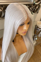 Lace Front Platinum Blonde Silver Wig Grey Lightweight Natural Wig