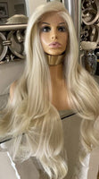 Blonde Human Hair Blend Wig 613