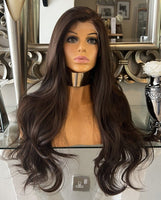 Brown Lace Front Wig Ombré Dark Brown Wig Bodywave Wig Natural Hair Lace Front