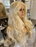 Blonde Lace Front Wig Transparent Lace Wig Wavy Blonde Wig Centre Part Lace Wig