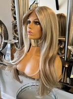 Mandy Blonde Lace Front Wig Blonde Curtain Bangs Natural Long Wig  Pre Styled Wig