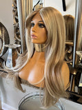 Mandy Blonde Lace Front Wig Blonde Curtain Bangs Natural Long Wig  Pre Styled Wig