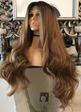 Cinderella human hair Blend Wig lace front Wig Auburn Chestnut Lace Front 360 Lace Wig