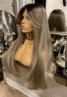 Mandy extra length Blonde Curly Lace Front Platinum Blonde Wig