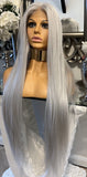 Platinum Blonde Grey Lace Front Wig 180 Density Luxury Hair Grey Wig