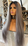 Grey Lace Front Wig 180 Density Transparent