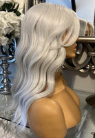 Platinum Blonde Lace Front Wig Transparent Lace Centre Part Icy Grey Platinum