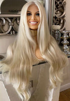 Blonde Human Hair Blend Wig 613