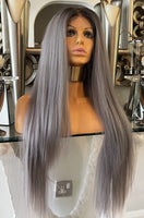 Grey Lace Front Wig 180 Density Transparent