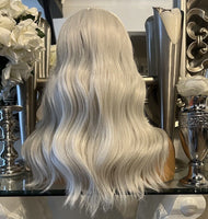 Platinum Blonde Lace Front Wig Transparent Lace Centre Part Icy Grey Platinum