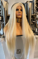 Blonde Human Hair Blend Wig 613 Blonde Lace Front Wig Bleach Blonde Wig