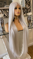 Lace Front Platinum Blonde Silver Wig Grey Lightweight Natural Wig