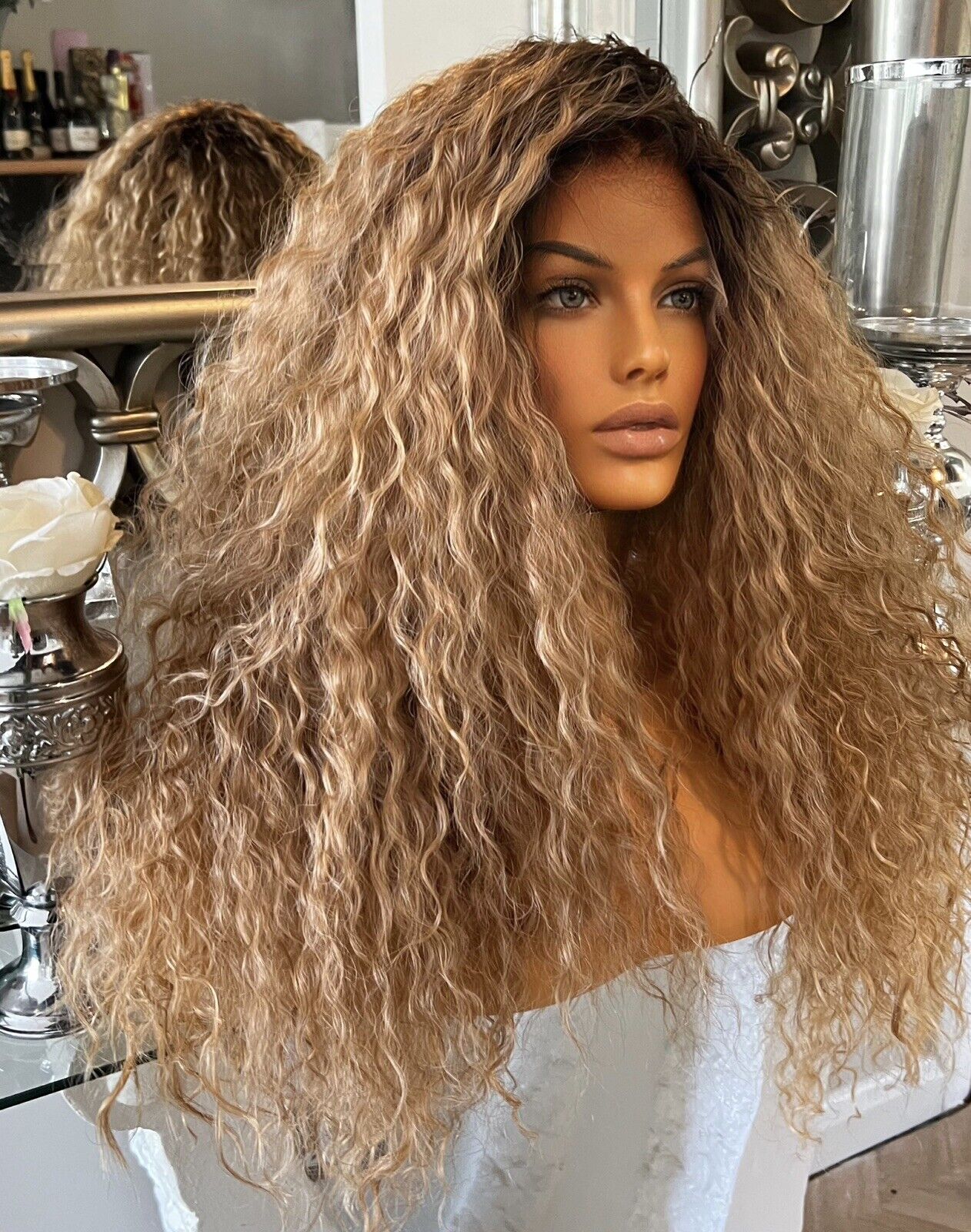 Celebrity black brown curly popular lace wig