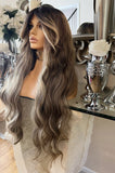 QUEEN BEY Blonde Lace Front Wig Centre Part Balayage