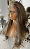 Centre Part lace front Wig Mousey Brown Wig Ash Brown Wig