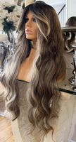 QUEEN BEY Blonde Lace Front Wig Centre Part Balayage