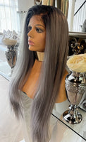 Grey Lace Front Wig 180 Density Transparent