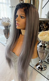 Grey Lace Front Wig 180 Density Transparent