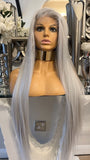 Platinum Blonde Grey Lace Front Wig 180 Density Luxury Hair Grey Wig