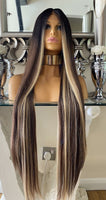 Kim K blonde/brown highlight Balayage Wig