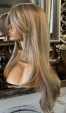 Mandy Blonde Lace Front Wig Blonde Curtain Bangs Natural Long Wig  Pre Styled Wig