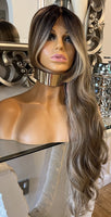 QUEEN BEY Blonde Lace Front Wig Centre Part Balayage