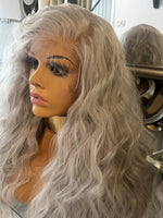 Platinum Blonde Lace Front Wig Transparent Lace 180 Density Luxury Hair Grey Wig