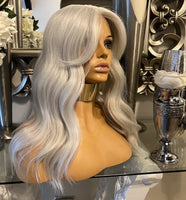 Platinum Blonde Lace Front Wig Transparent Lace Centre Part Icy Grey Platinum