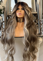 QUEEN BEY Blonde Lace Front Wig Centre Part Balayage