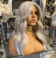 Platinum Blonde Lace Front Wig Transparent Lace Centre Part Icy Grey Platinum