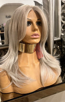 Creamy ash Centre Part Wig  Ash Blonde Wig