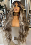 QUEEN BEY Blonde Lace Front Wig Centre Part Balayage