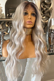 Beautiful rooted creamy ash blonde wig