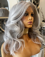 Platinum Blonde Lace Front Wig Transparent Lace 180 Density Luxury Hair Grey Wig