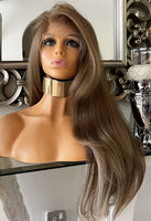 Centre Part lace front Wig Mousey Brown Wig Ash Brown Wig