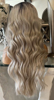 Beautiful rooted creamy ash blonde wig