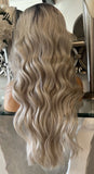 Beautiful rooted creamy ash blonde wig