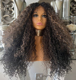 Blonde Lace Front Wig Curly Wig Afro lace front Wig Brown Afro Curly Wig