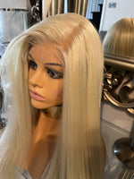 Blonde Human Hair Blend Wig 613 Blonde Lace Front Wig Bleach Blonde Wig