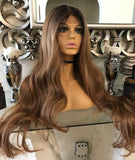 Cinderella human hair Blend Wig lace front Wig Auburn Chestnut Lace Front 360 Lace Wig