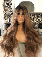 Cinderella human hair Blend Wig lace front Wig Auburn Chestnut Lace Front 360 Lace Wig