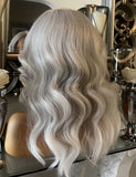 Platinum Blonde Lace Front Wig Transparent Lace 180 Density Luxury Hair Grey Wig