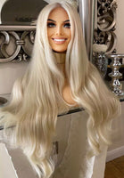 Blonde Human Hair Blend Wig 613