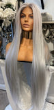 Platinum Blonde Grey Lace Front Wig 180 Density Luxury Hair Grey Wig