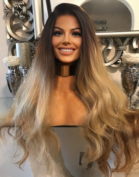 Cinderella human hair wig Lace front 360 Wig Balayage Wig Ombré