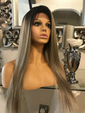 blonde human hair Blend Lace Front wig Dark Root Blonde Silk Top Wig Lace Wig - Celebrity Hair UK