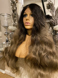SARAH-blonde human hair Blend Lace Front Wig Centre Part Brown Wig Celebrity Hair UK - Celebrity Hair UK