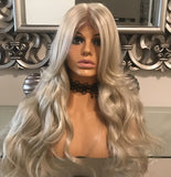 Silk- Blonde Human Hair Blend Lace Front Wig Blonde Lace Front Wig Blonde Wig Centre Part Wig
