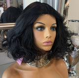 Black Lace Front Wig Transparent Lace Wig Short Bob Wig Body Wave Flirty Bob